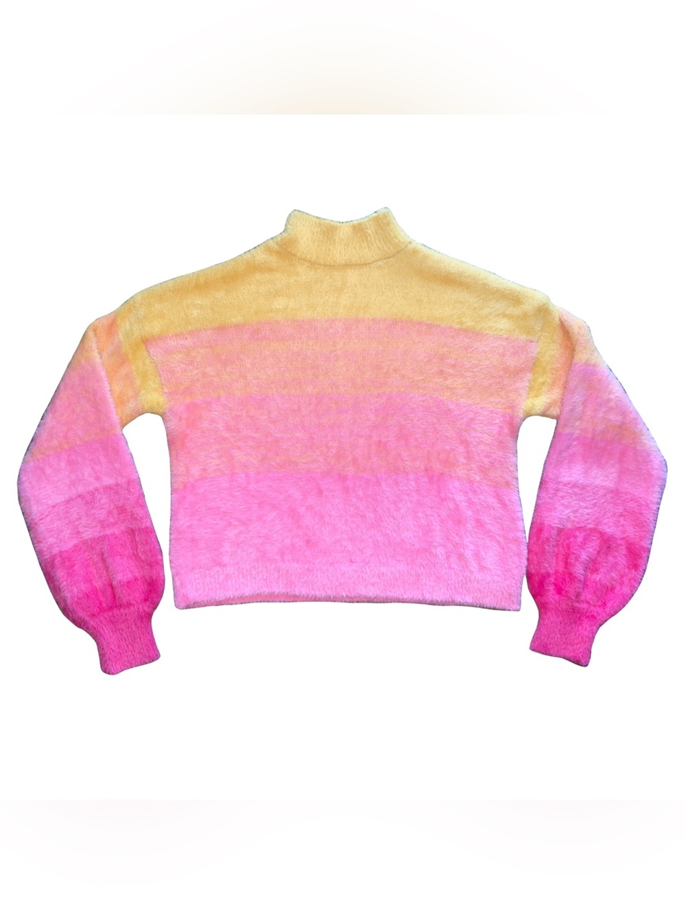 Wild Fable Sherbet Vibrant Yellow/Pink Fuzzy Sweater Harajuku Oversize Cottage S
